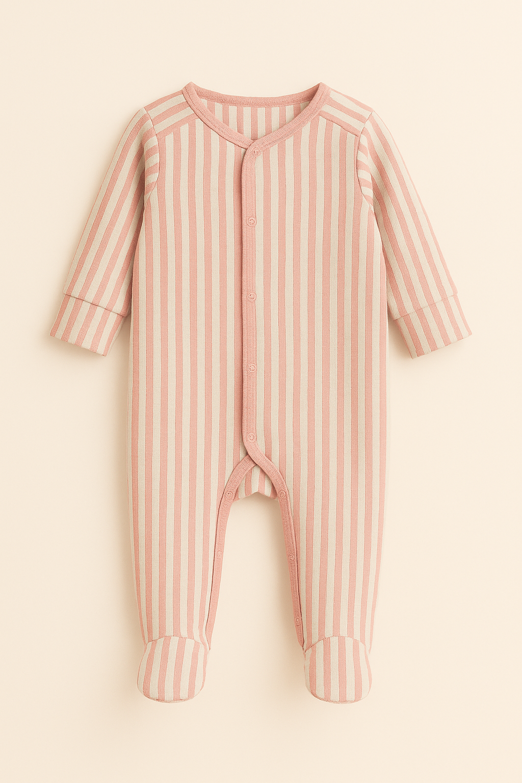 Striped long-sleeve baby sleepsuit