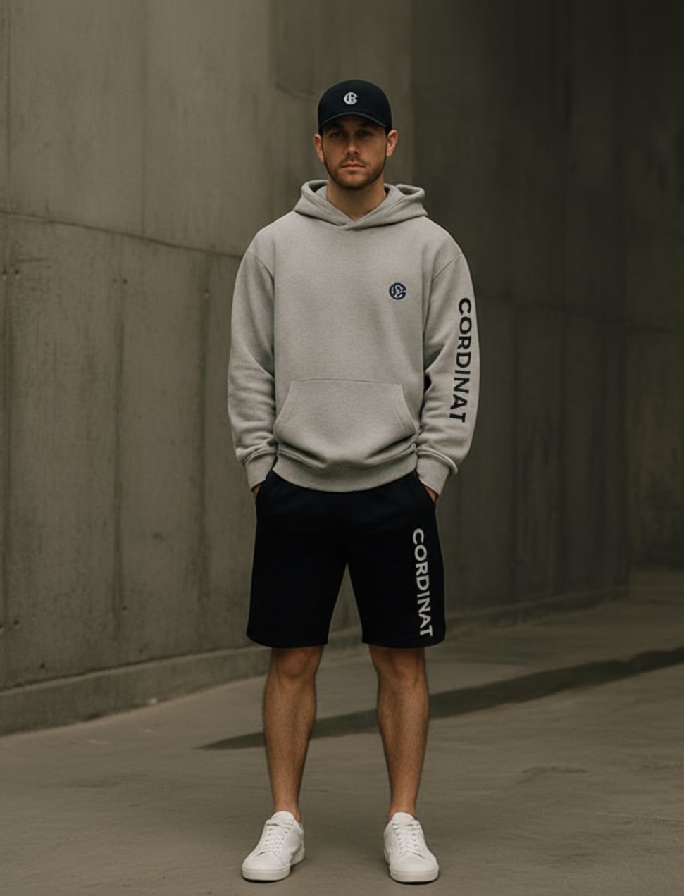 BSNO25004 · Men’s hoodie and shorts set · Front view