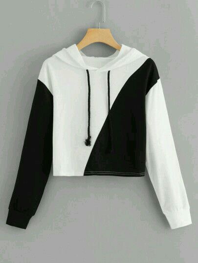 Black and white cropped hoodie