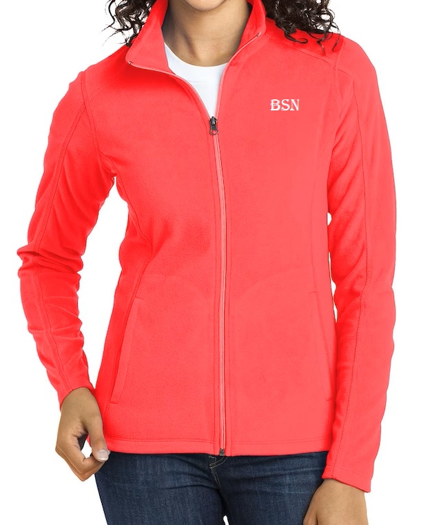 Red zip fleece cardigan