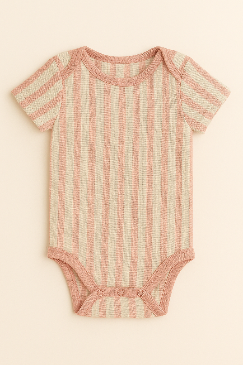 Striped short-sleeve baby bodysuit