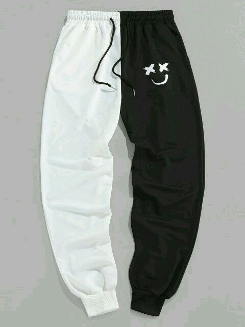 Black and white cuffed joggers