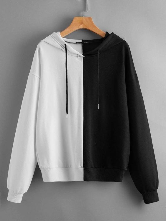 Black and white hooded top